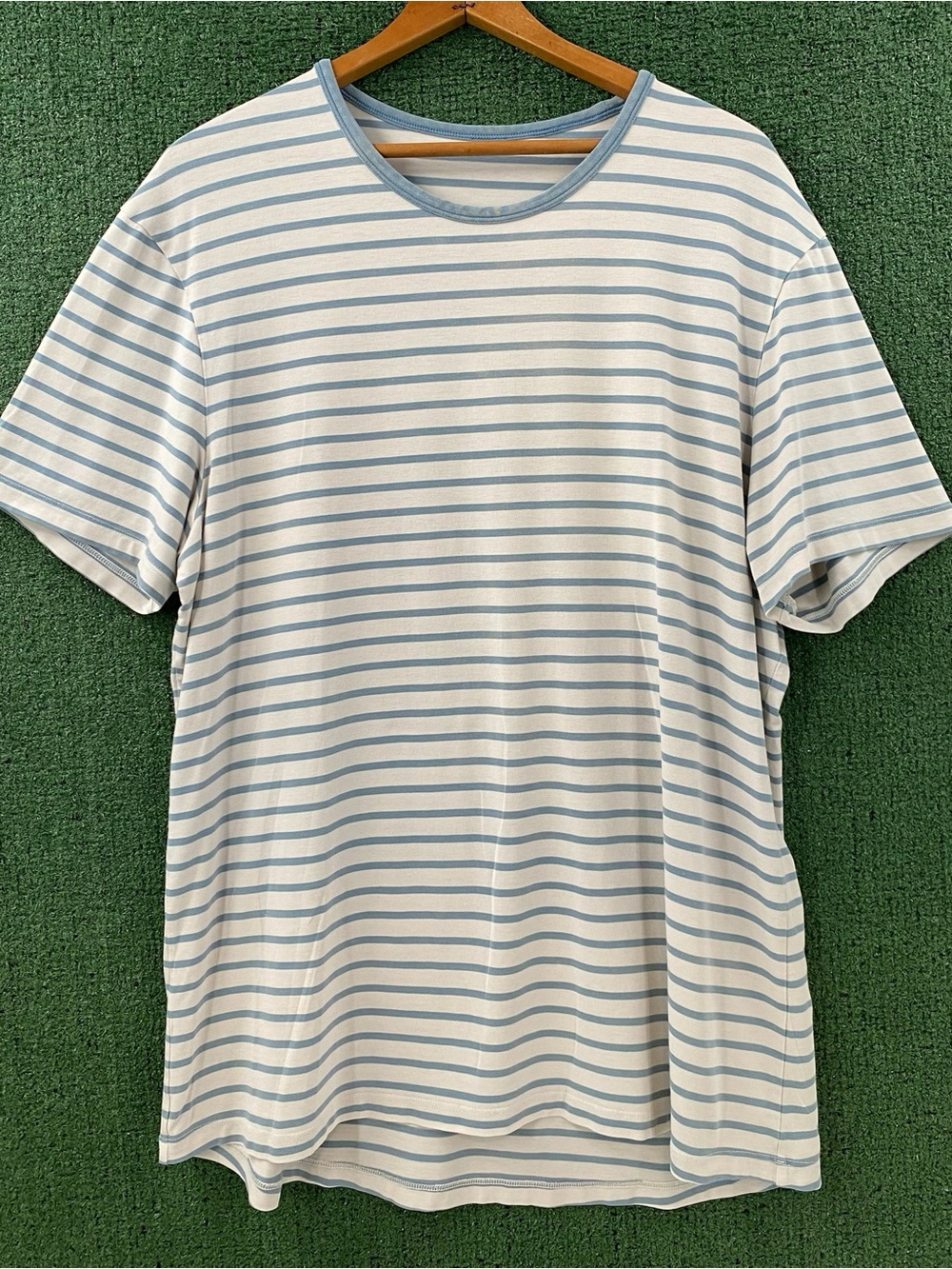 Lululemon 5 Year Basic Striped Ocean Misty Blue T-shirt Mens Size XL